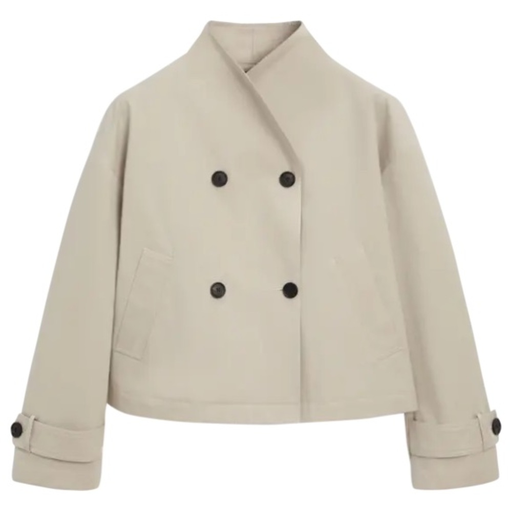 Massimo Dutti Double-Breasted Crop Short Trench Coat, NWT S